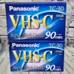 Panasonic TC-30 VHS-C Blank Tapes Super High Grade 90min Compact Video Cassette